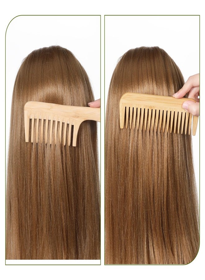 Hariendny 2Pcs Natural Handmade Bamboo Anti-Static Combs Set - Wide Tooth, Natural Wooden combs for Straight, Natural Curly Wavy, Beard, Travel-Friendly, Hand Polished - Image 4